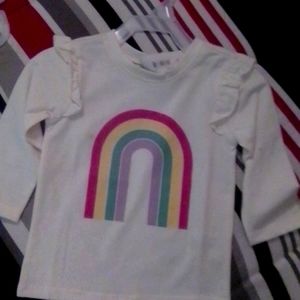 Baby girls size 12mo long sleeve rainbow t-shirt by Garanimals